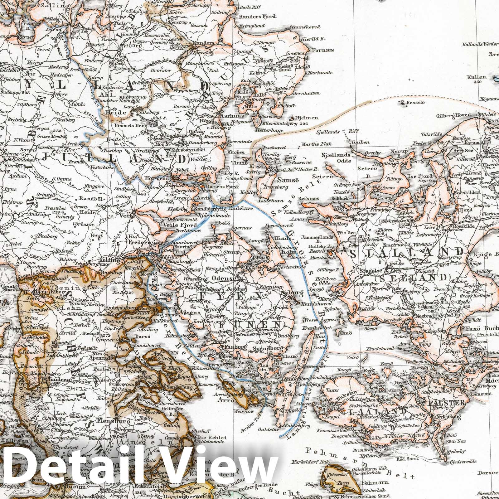 Denmark, Schleswig, Holstein, Lauenburg with Iceland, Faroe Islands, and Greenland, 1864 – Historical Map Print