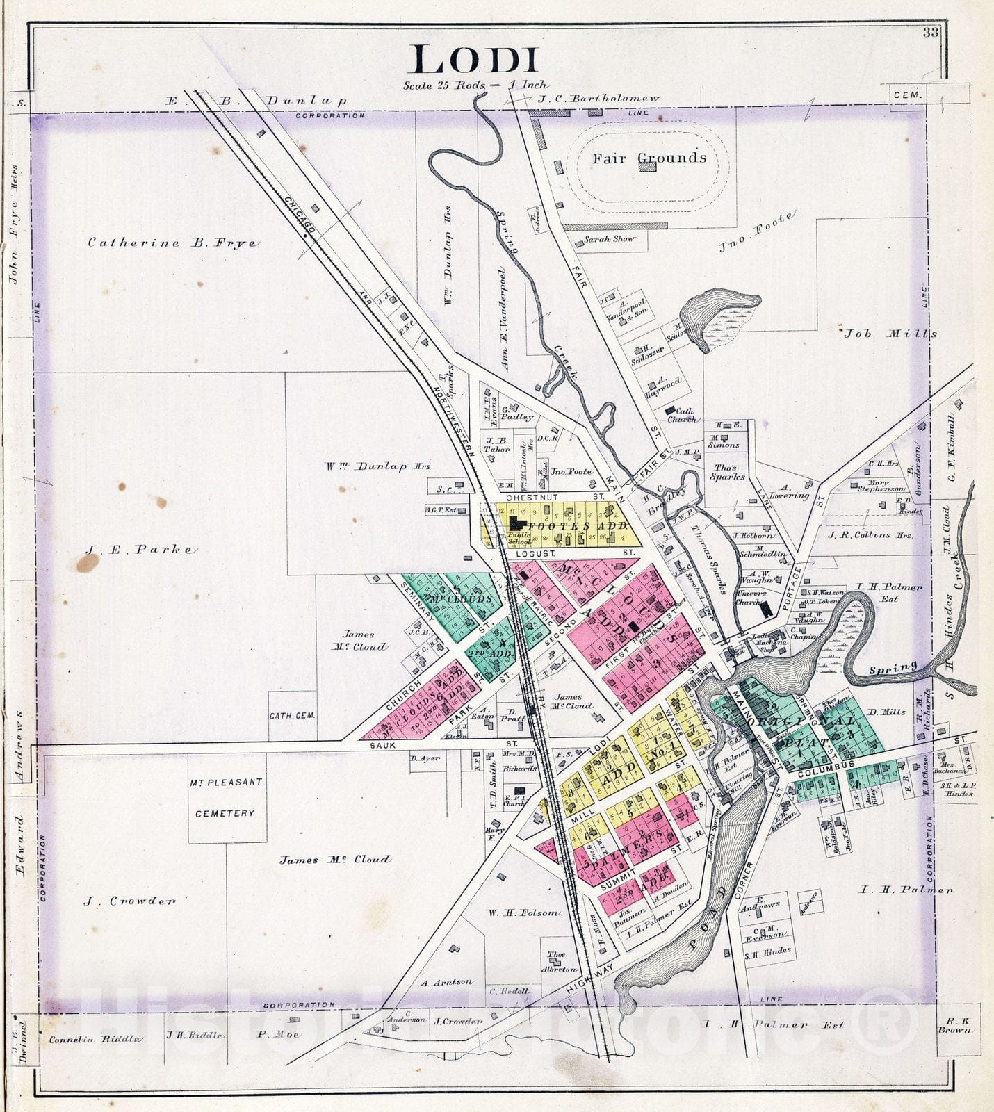 Historic Map - 1890 Lodi, Wisconsin, Atlas - Vintage Wall Art