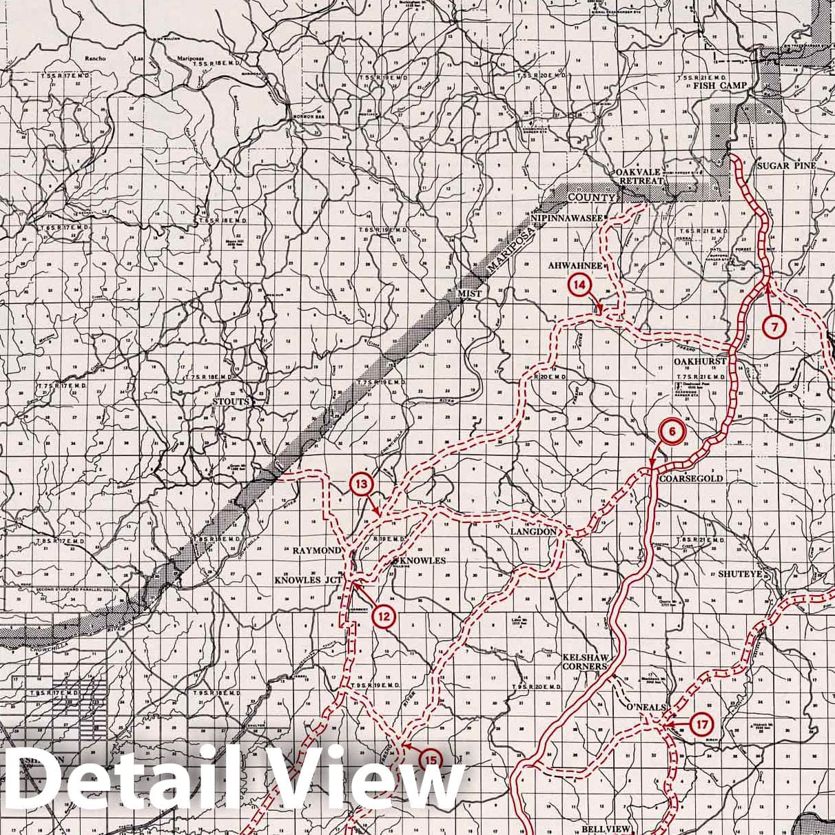 Madera County, California - Road Map, 1935 - Historical Map Print