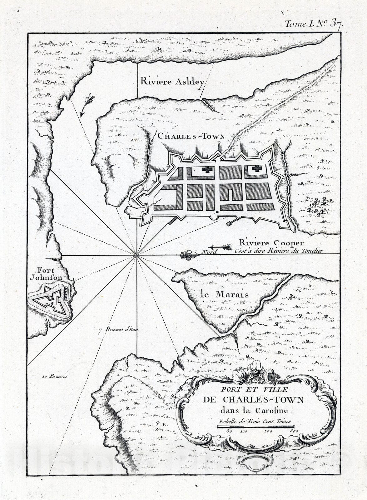 Charleston, South Carolina - Nautical Chart, 1764 - Historical Map Print
