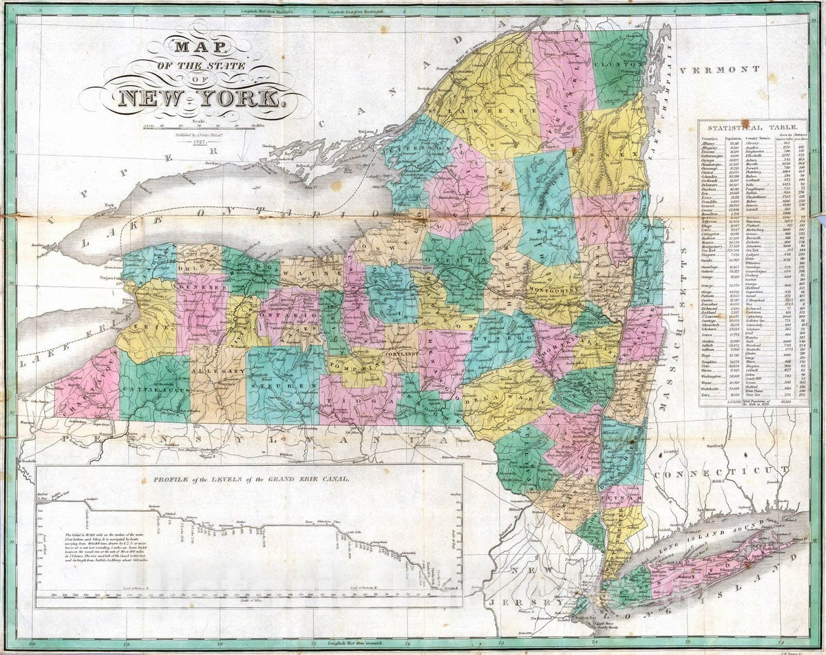 Historic Map : National Atlas - 1827 New York. - Vintage Wall Art