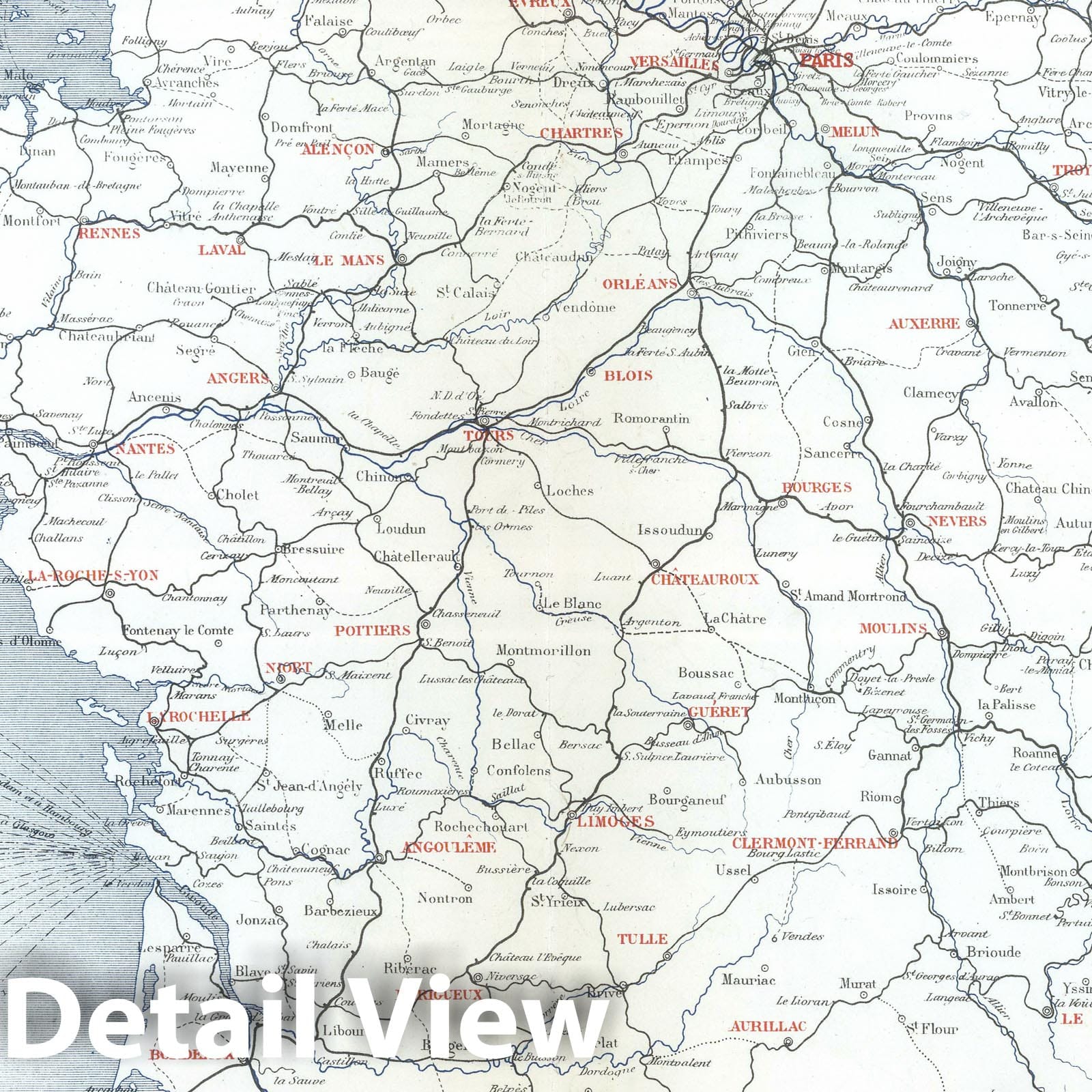 France - Communications, 1882 - Historical Map Print