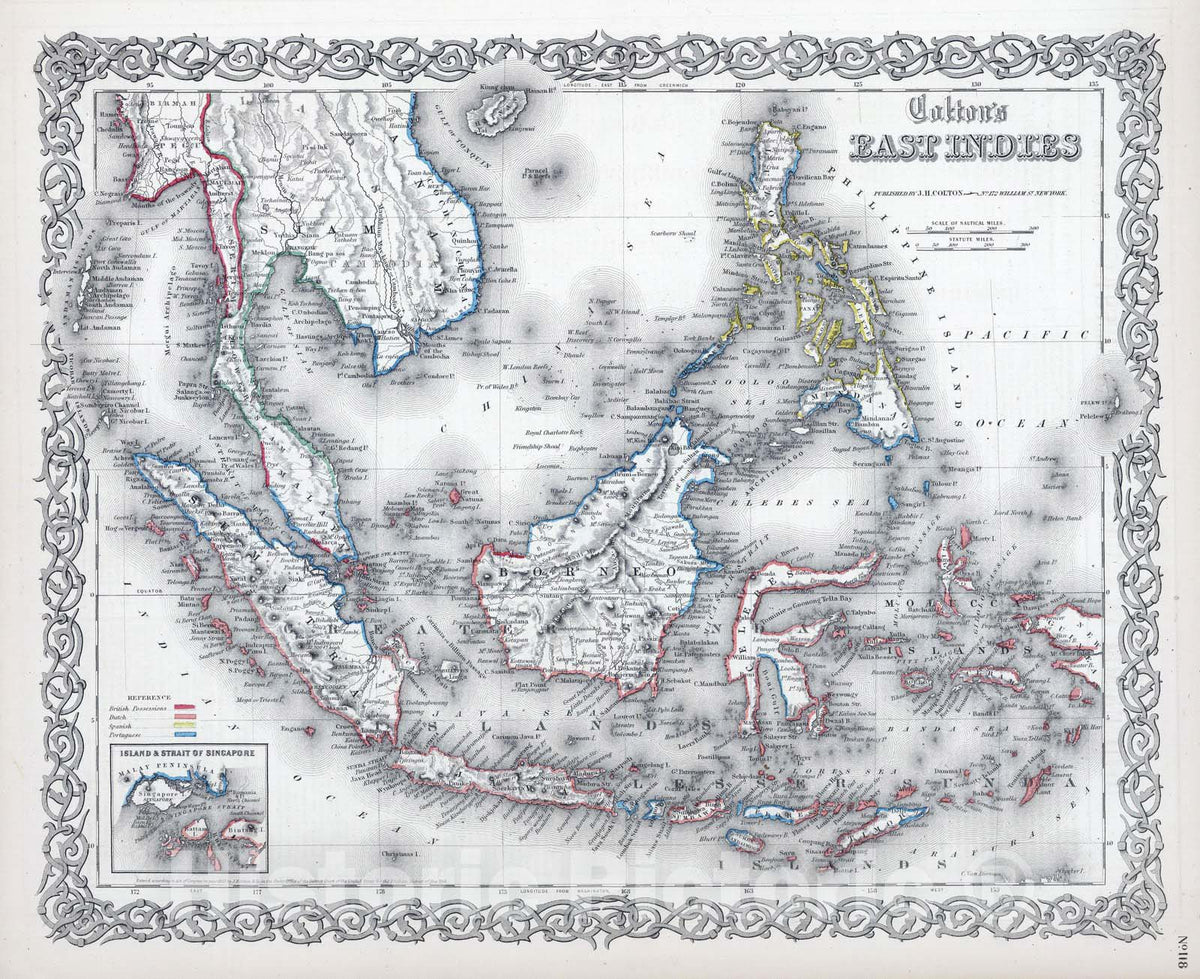 Historic Map : 1865 East Indies. - Vintage Wall Art