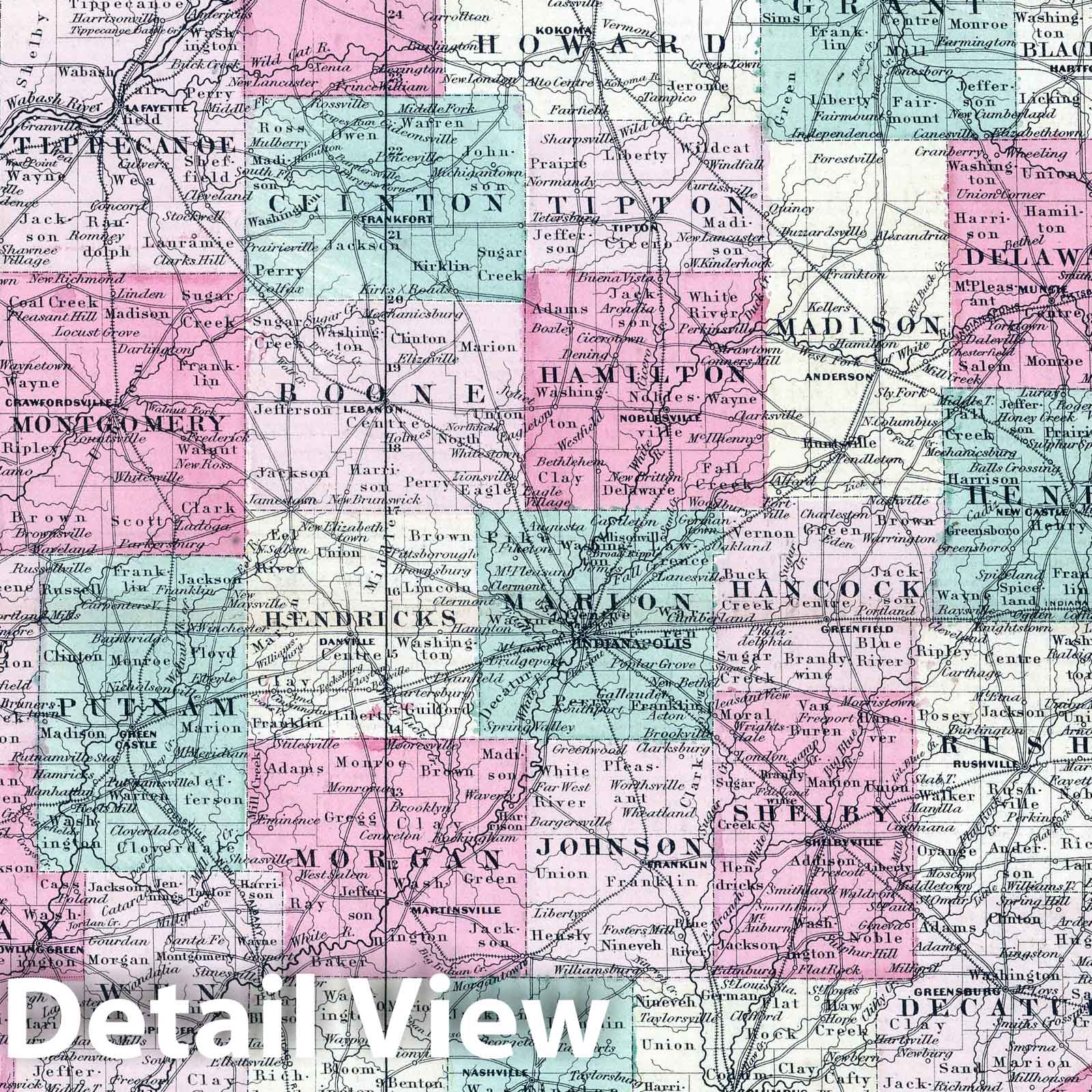 Historic Map : 1864 Indiana - Vintage Wall Art