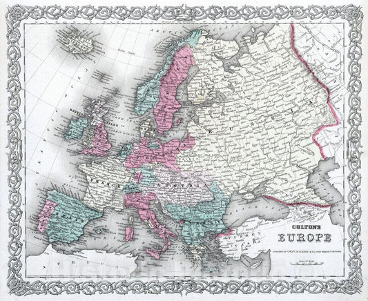 Historic Map : 1869 Europe. - Vintage Wall Art