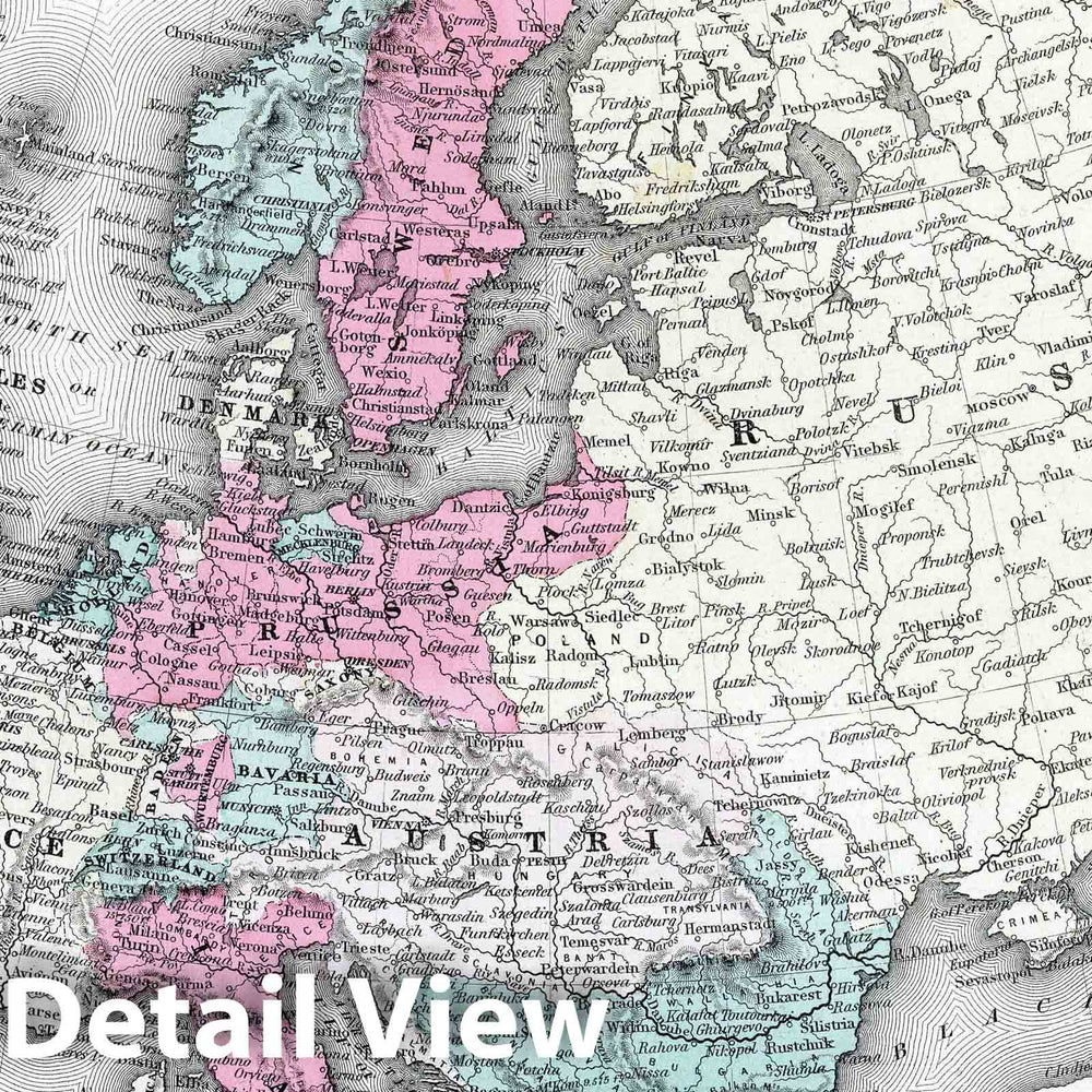 Historic Map : 1869 Europe. - Vintage Wall Art