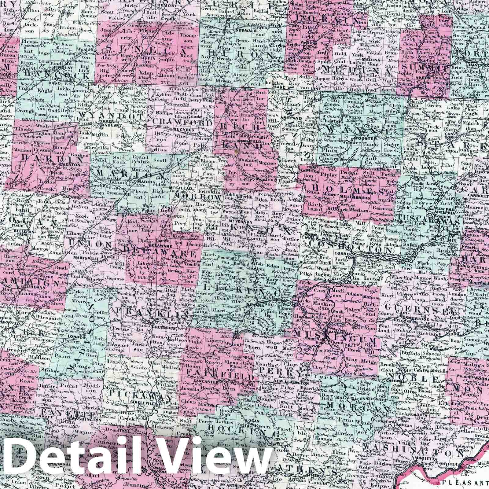 Ohio - Railroad Map, 1864 - Historical Map Print