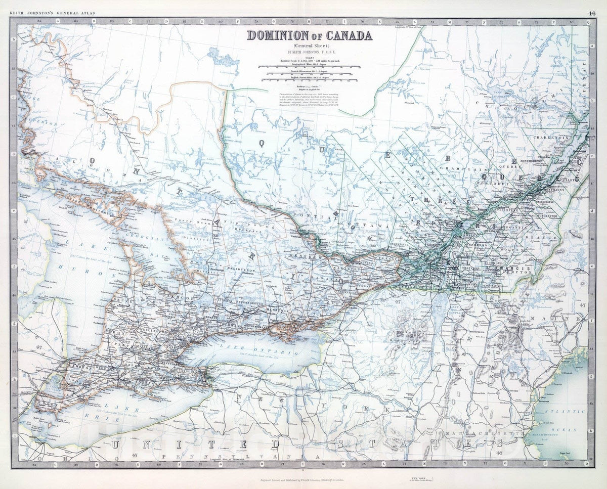 Historic Map : 1893 Central Canada. - Vintage Wall Art