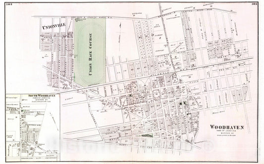 Historic Map : 1873 Woodhaven, in Jamaica. Long Island. - Vintage Wall Art