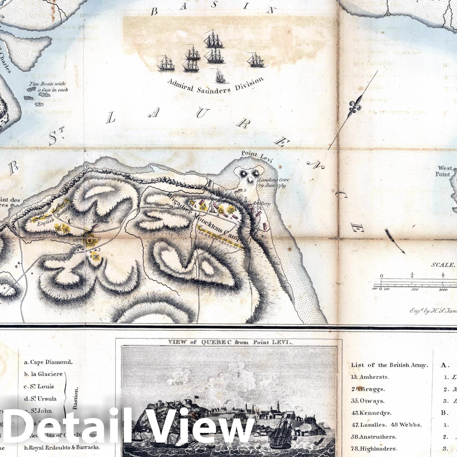 Quebec, Canada - Military Map, 1813 - Historical Map Print