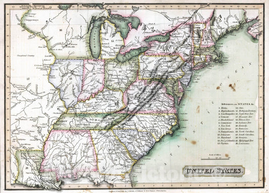 Historic Map : School Atlas - 1814 United States - Vintage Wall Art