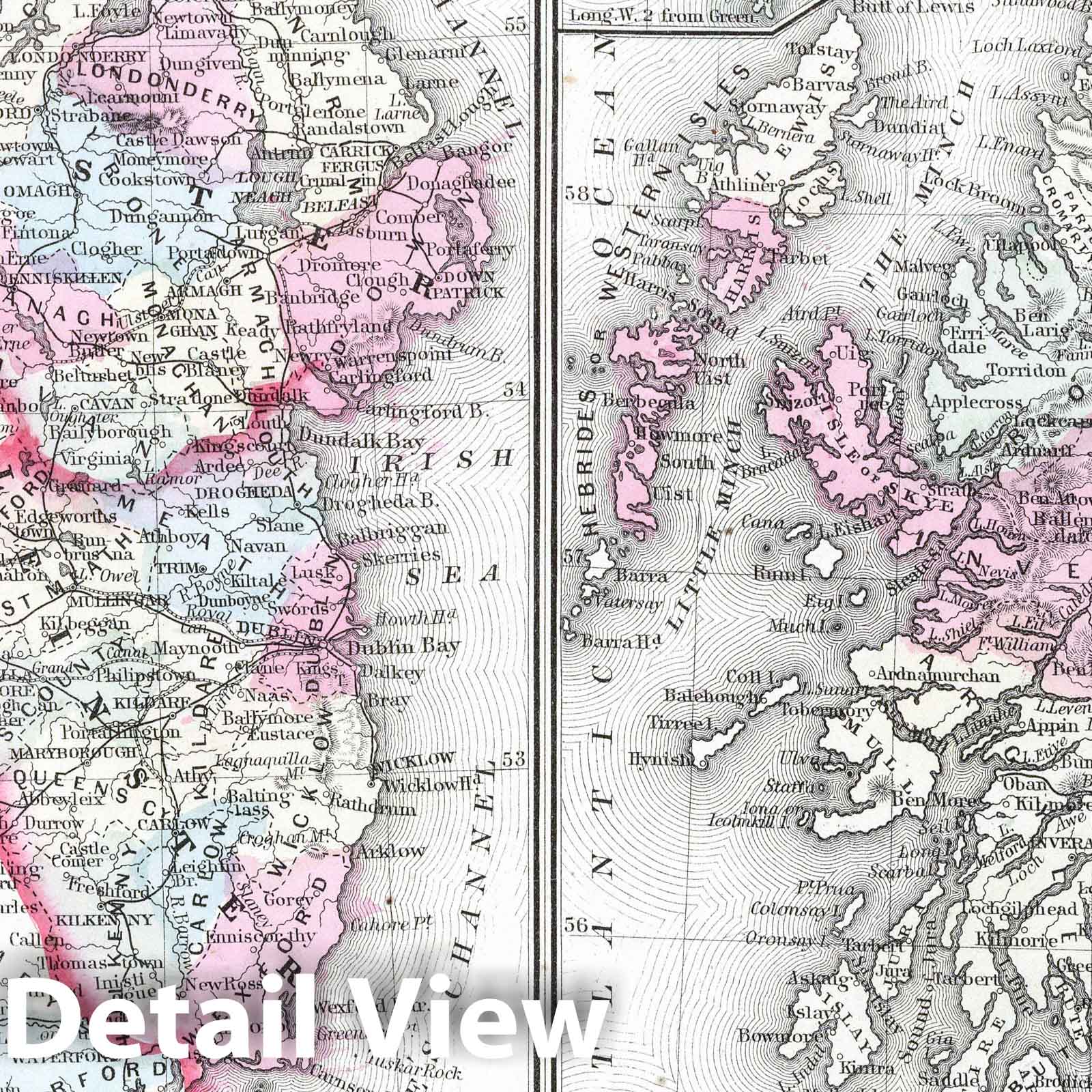 Scotland with Shetland Islands and Ireland 1865 Historical Map Print