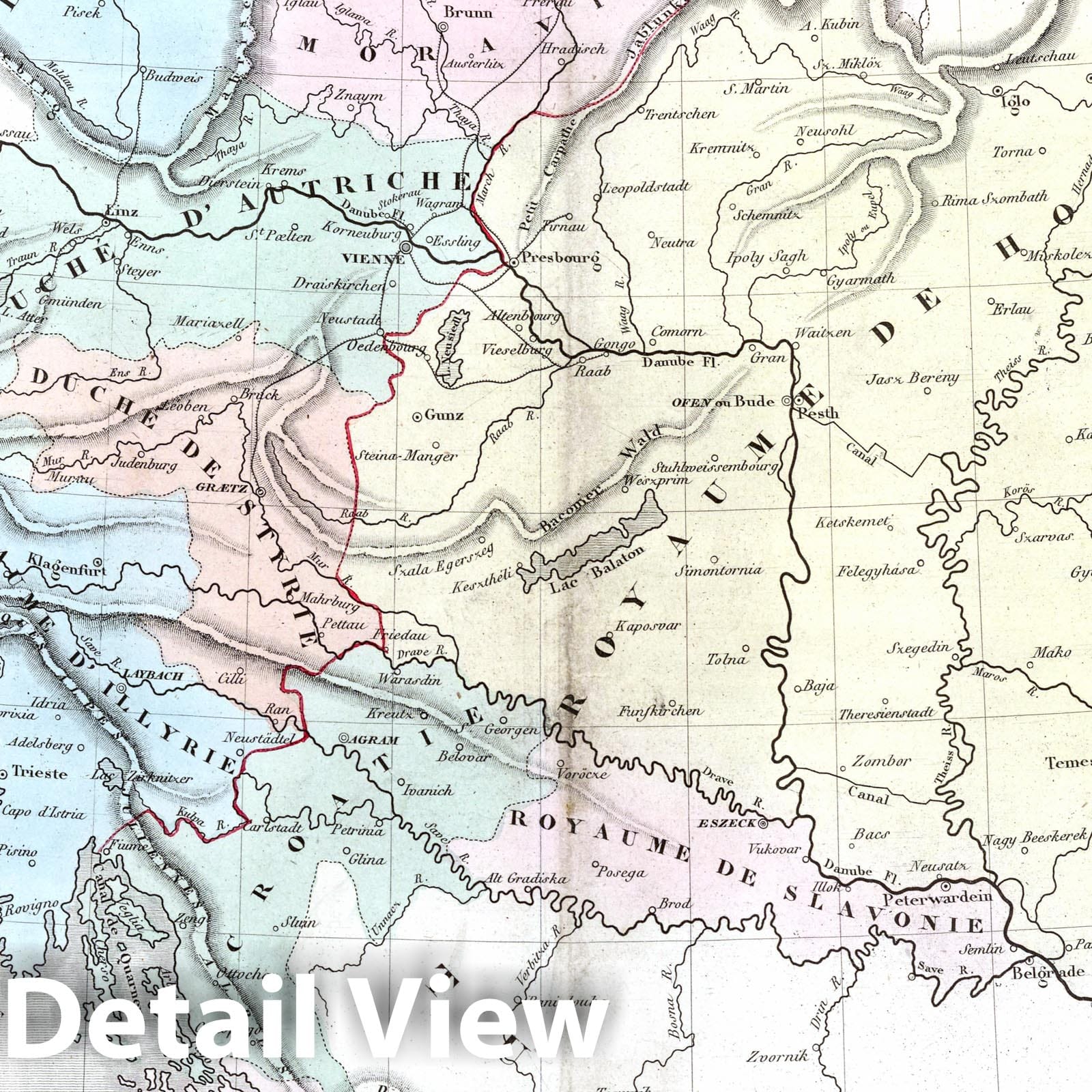 Austria, Czech Republic, Hungary, and Slovakia, 1838 - Historical Map Print