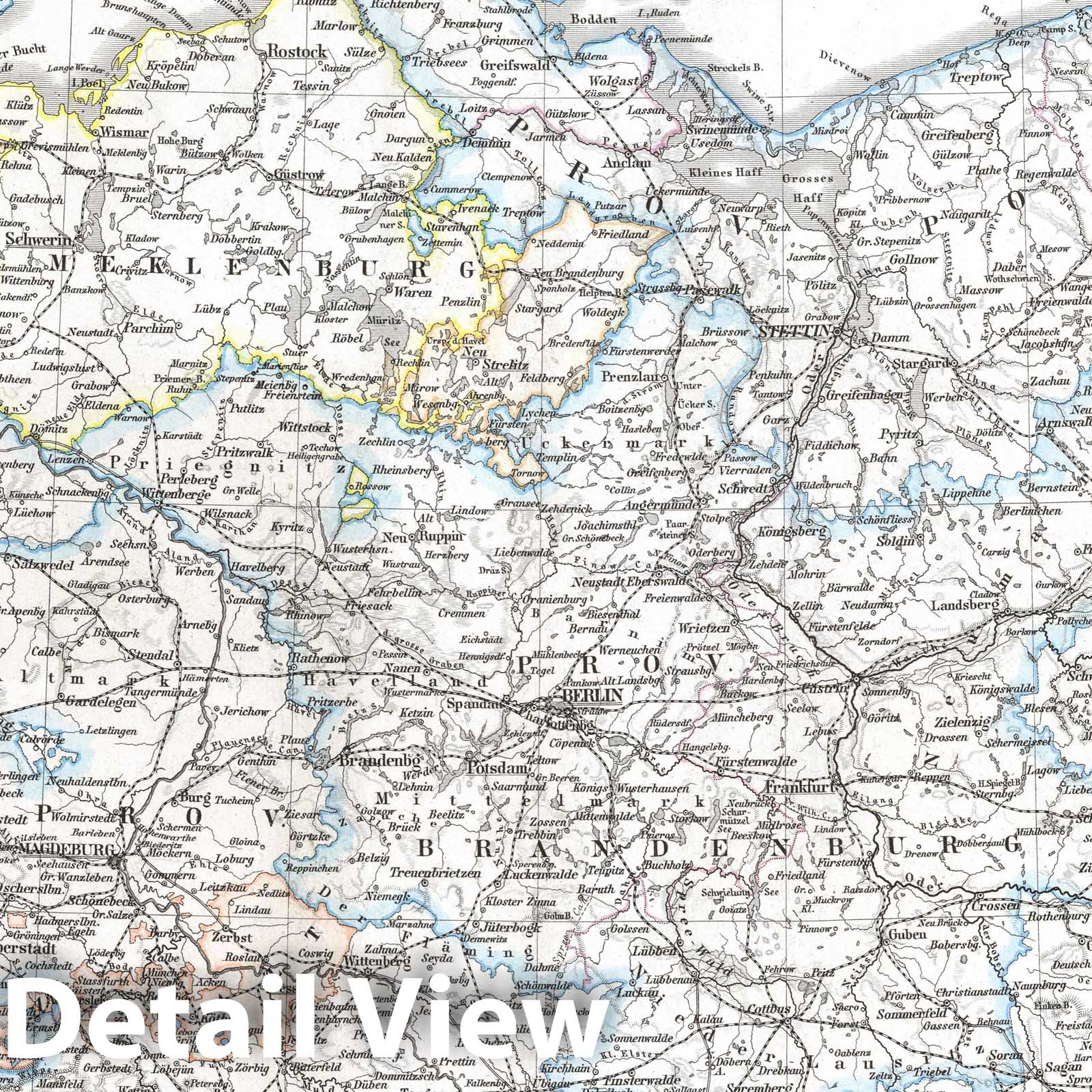 Northeast Germany, 1872 - Historical Map Print from Stieler's Hand Atlas