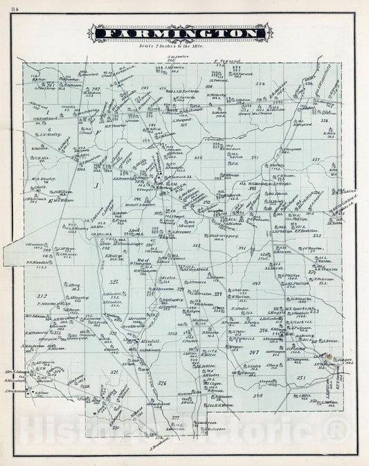 Historic Map : 1878 Farmington, Warren County, Pennsylvania. - Vintage Wall Art