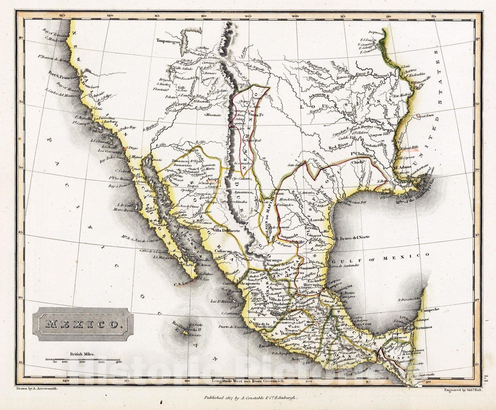 Historic Map : 1817 Mexico - Vintage Wall Art