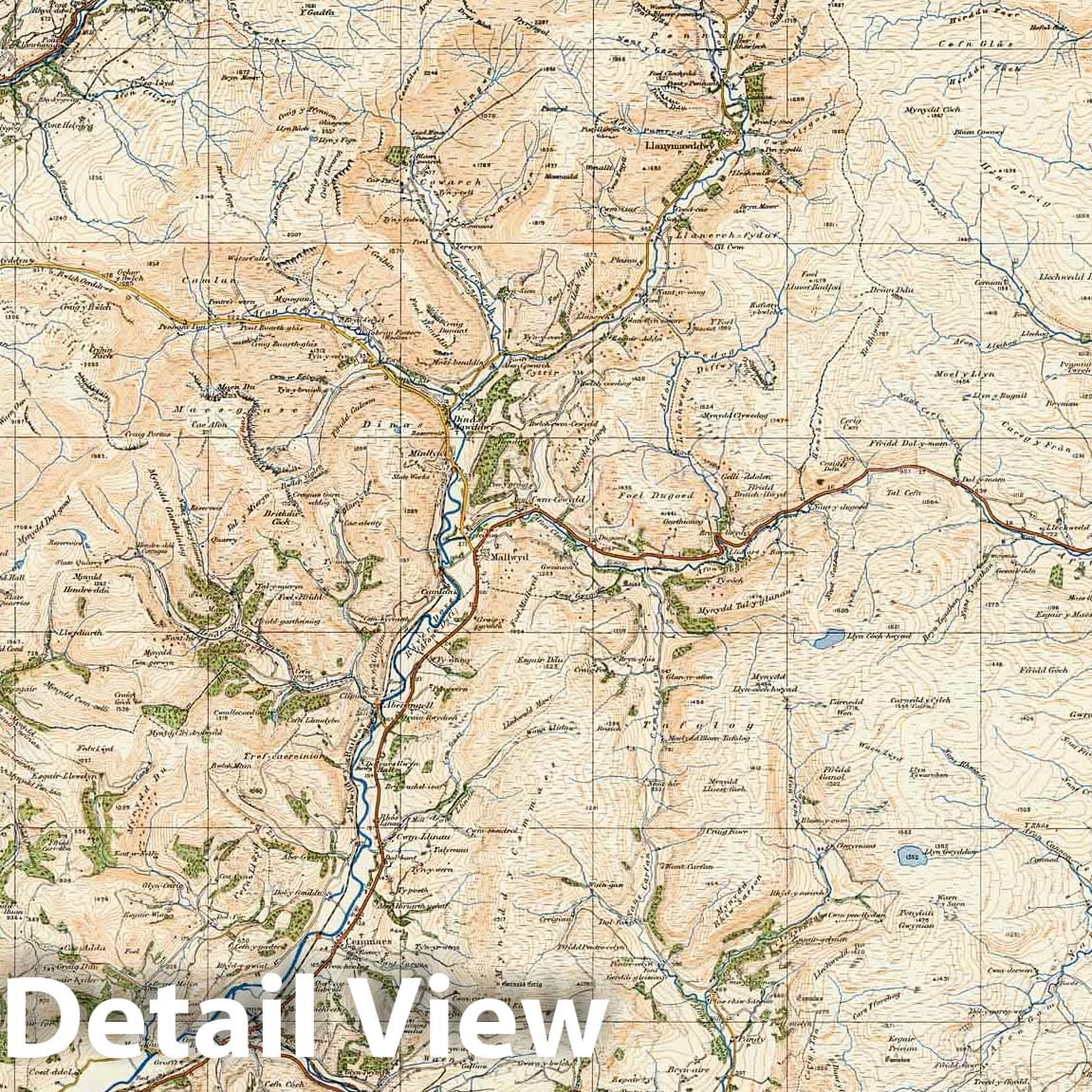Dolgelly and Lake Vyrnwy - 1919 Ordnance Survey Topographic Map