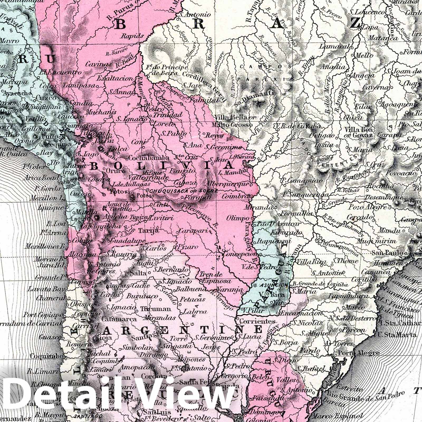 South America, 1869 - Colton's Atlas Historical Map Print