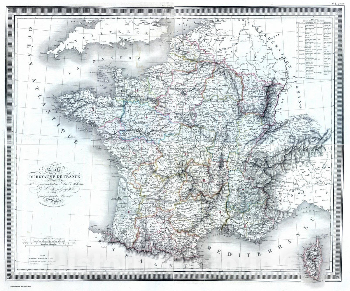 Historic Map : France, 1824 Composite: France. , Vintage Wall Art
