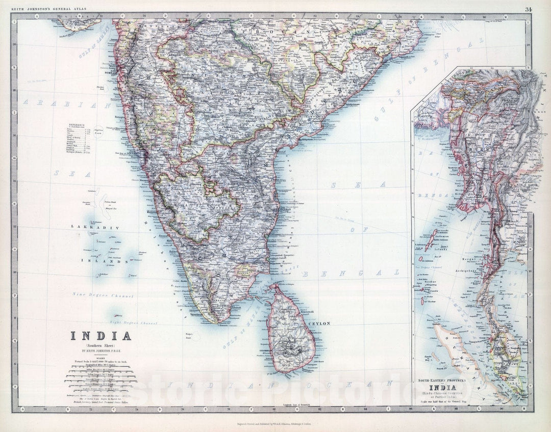 Historic Map : 1893 India (southern sheet). - Vintage Wall Art