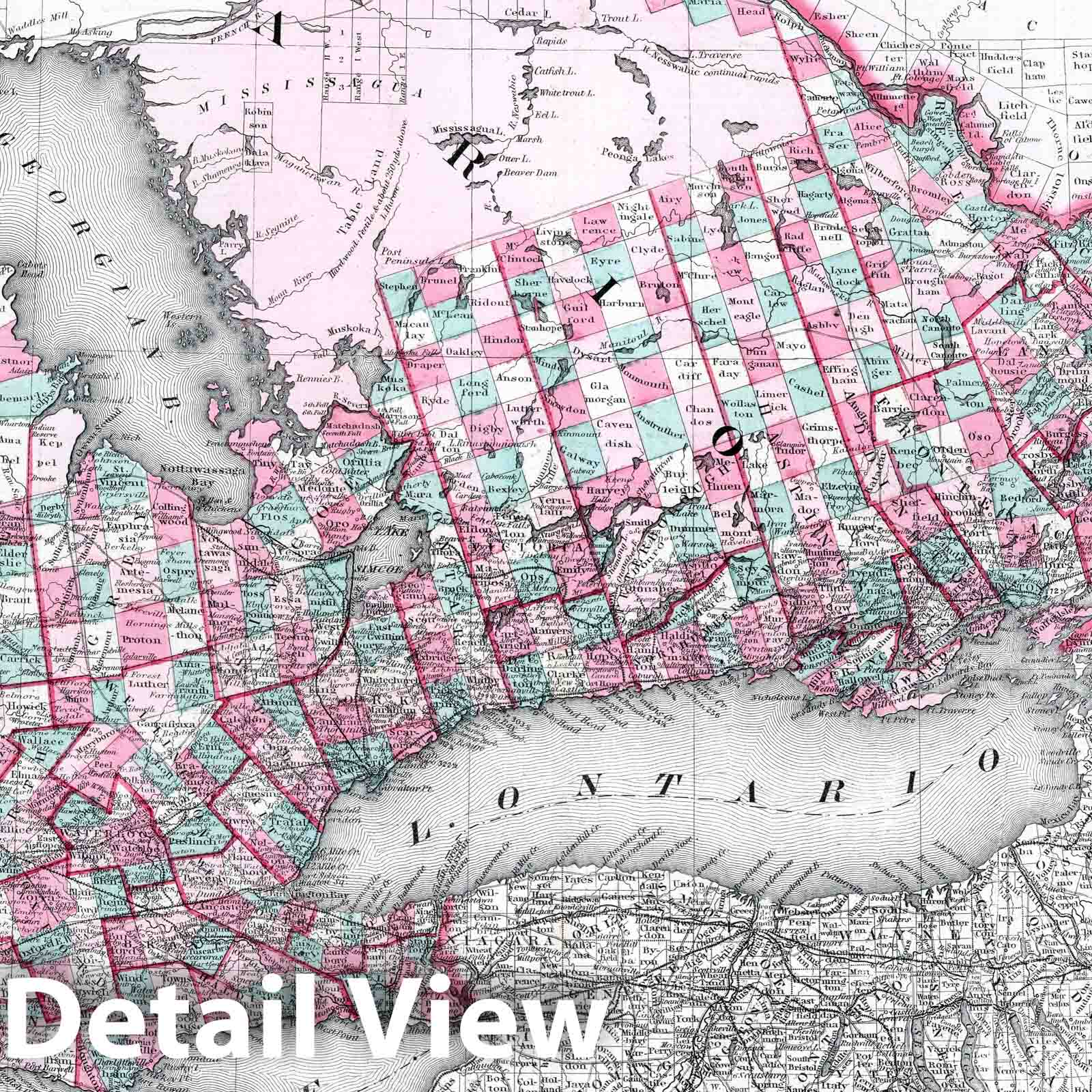 Ontario, Canada 1869 Historical Map Print