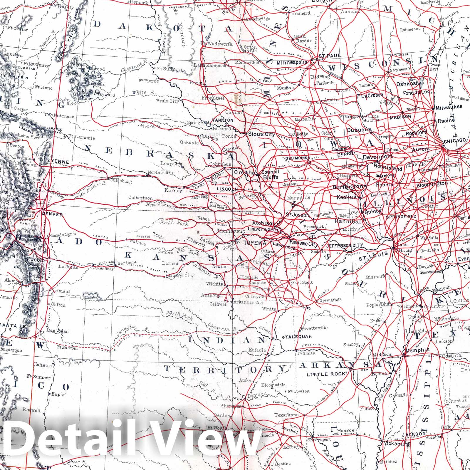 United States Railroad Map, 1886 - Historical Map Print