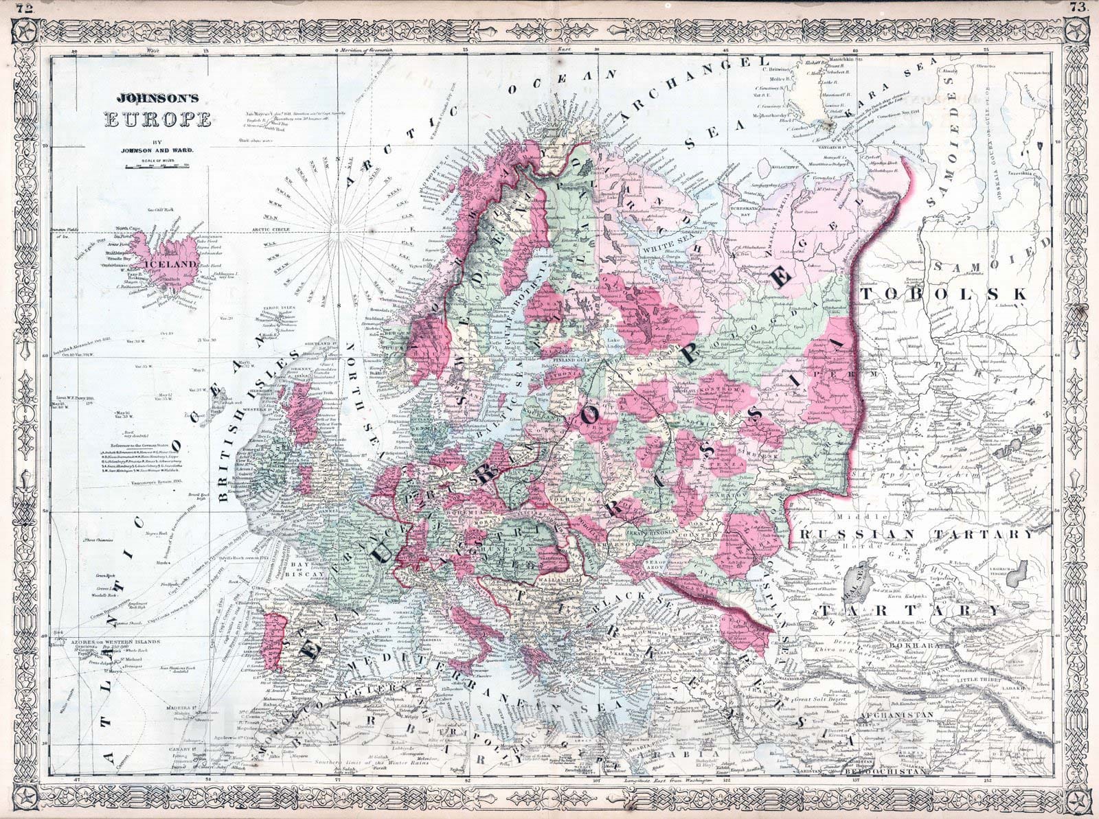 Historic Map : 1864 Europe v2 - Vintage Wall Art