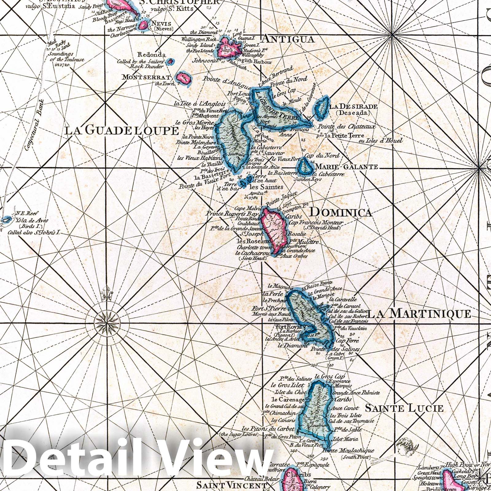 Antilles and Virgin Islands Nautical Chart, 1784 - Historical Map Print
