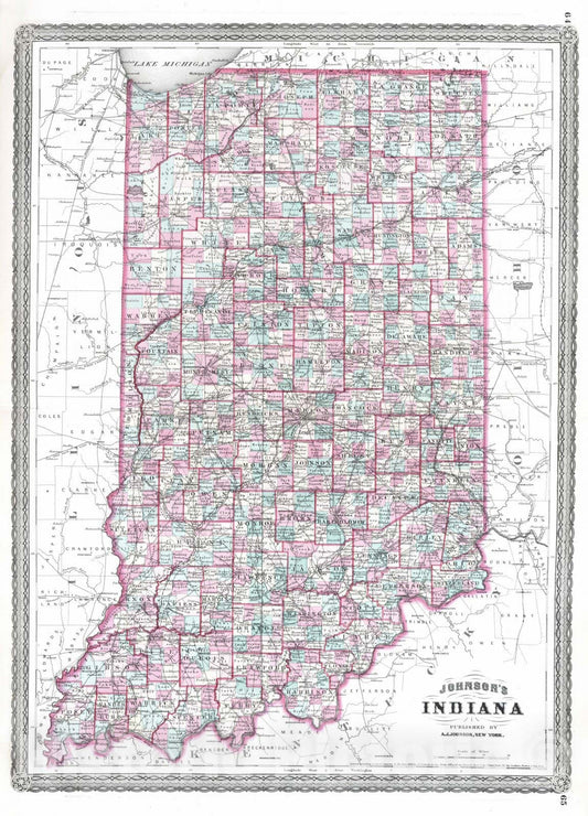 Historic Map : 1870 Indiana. - Vintage Wall Art