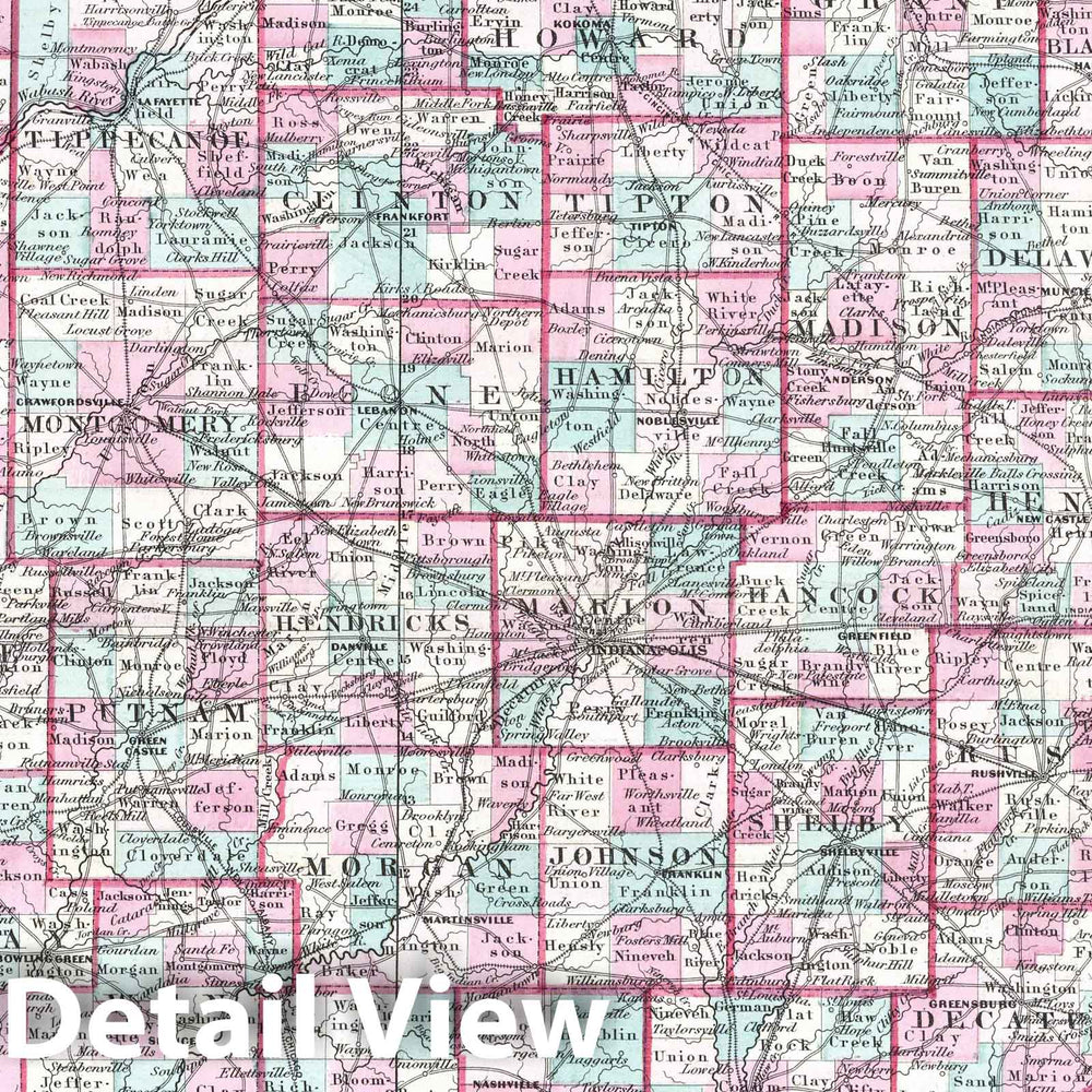 Historic Map : 1870 Indiana. - Vintage Wall Art