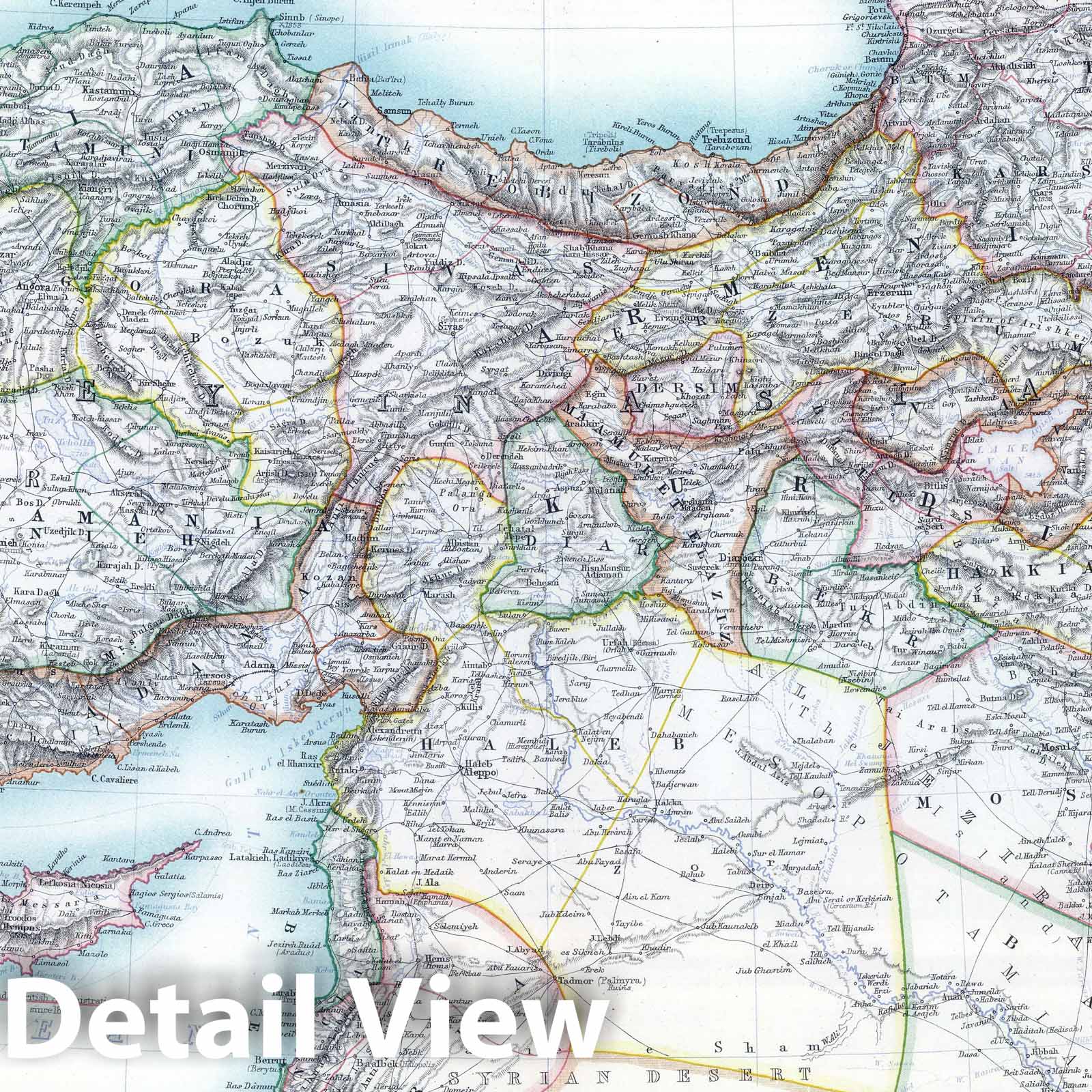 Asia Minor and Transcaucasia - 1893 Historical Map Print