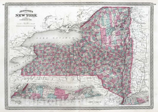 Historic Map : 1870 New York. - Vintage Wall Art