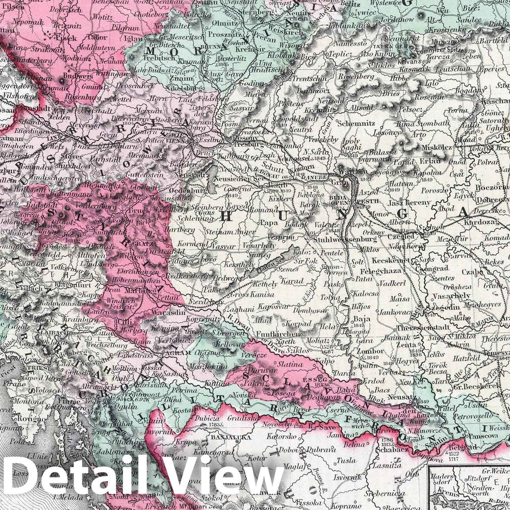 Historic Map : 1865 Austria. - Vintage Wall Art