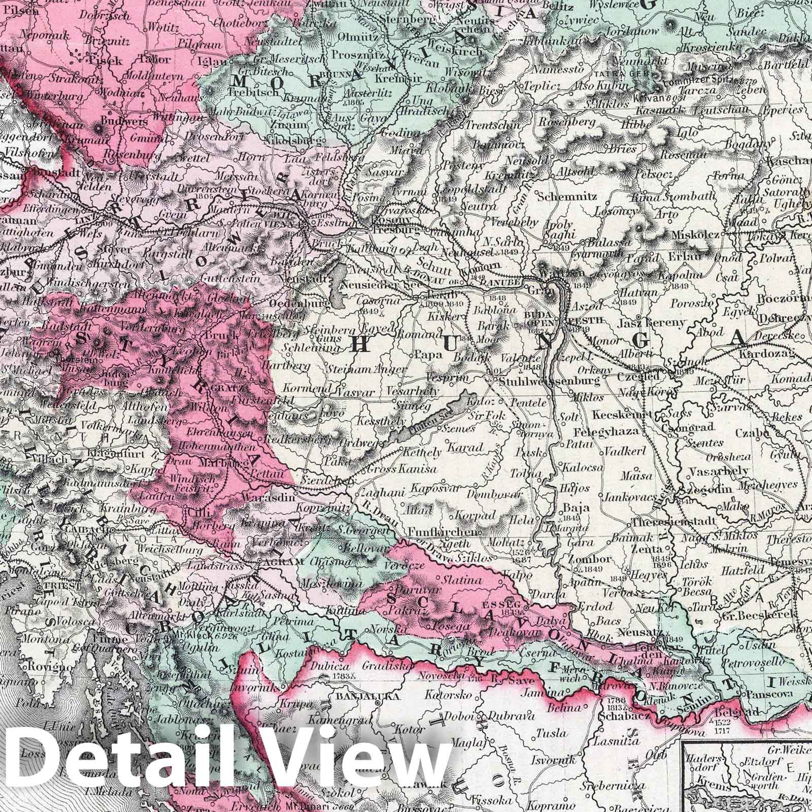 Austria with Vienna Inset - Boundary Map, 1865 - Colton Atlas Print