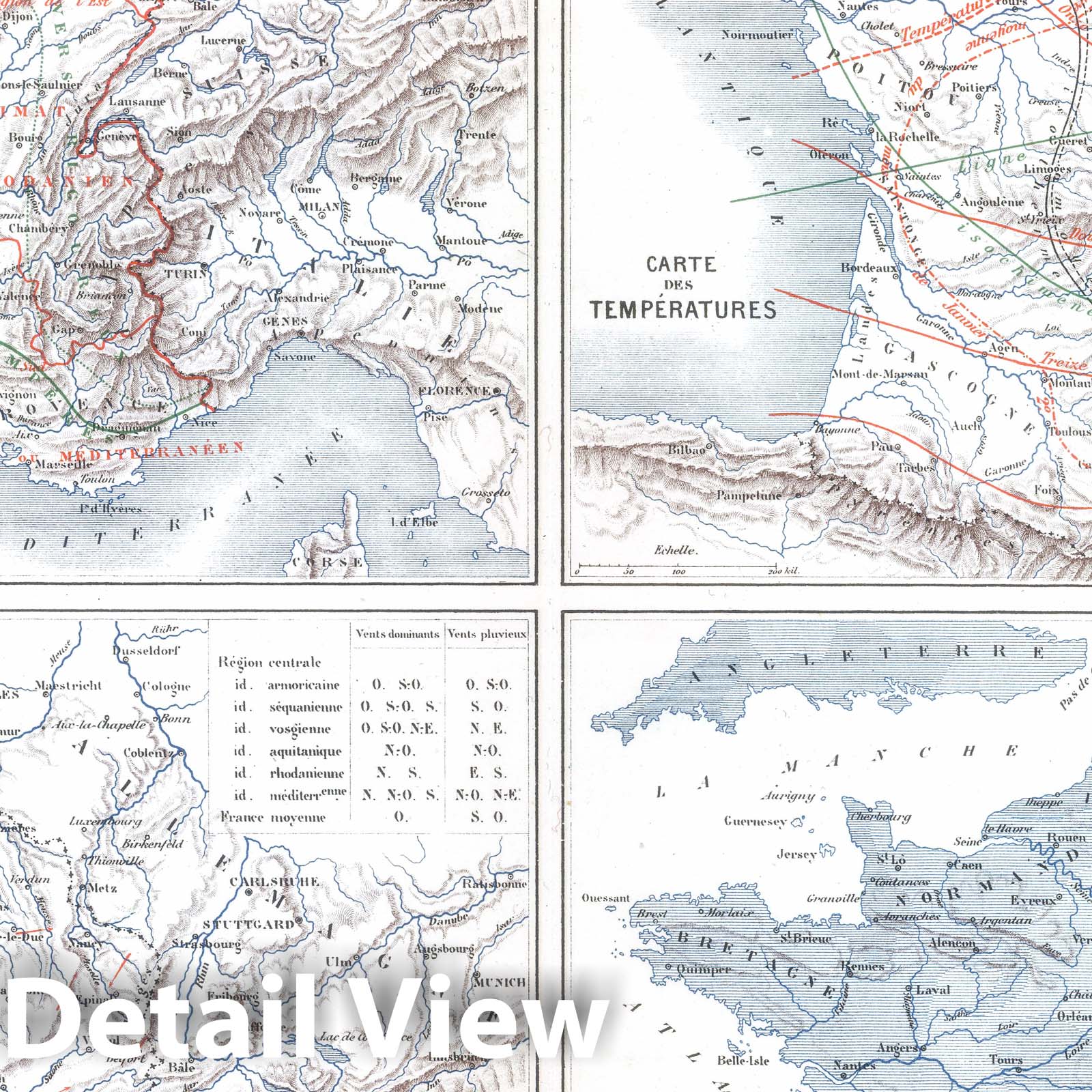 France - Climate Map, 1882 - Historical Meteorological Atlas Plate