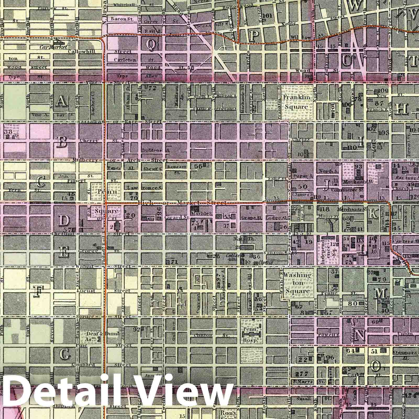 Philadelphia 1849 City Plan - Historical Map Print