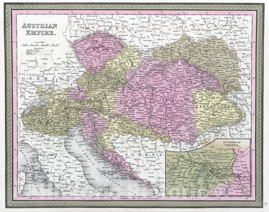 Historic Map : 1849 Austrian Empire - Vintage Wall Art