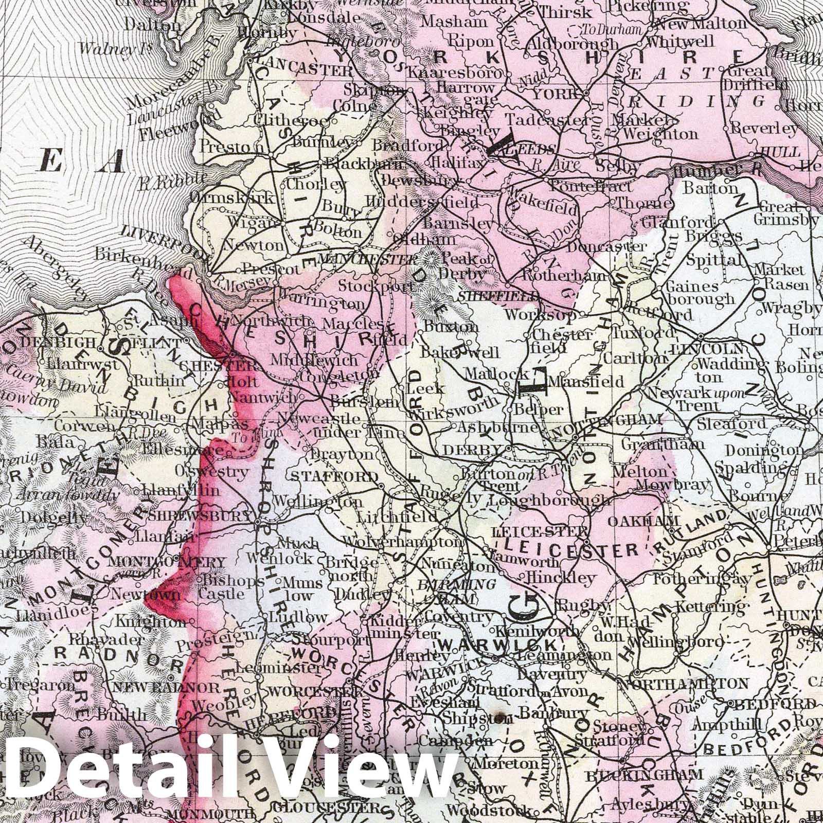 England and Wales - County Map, 1865 - Historical Map Print