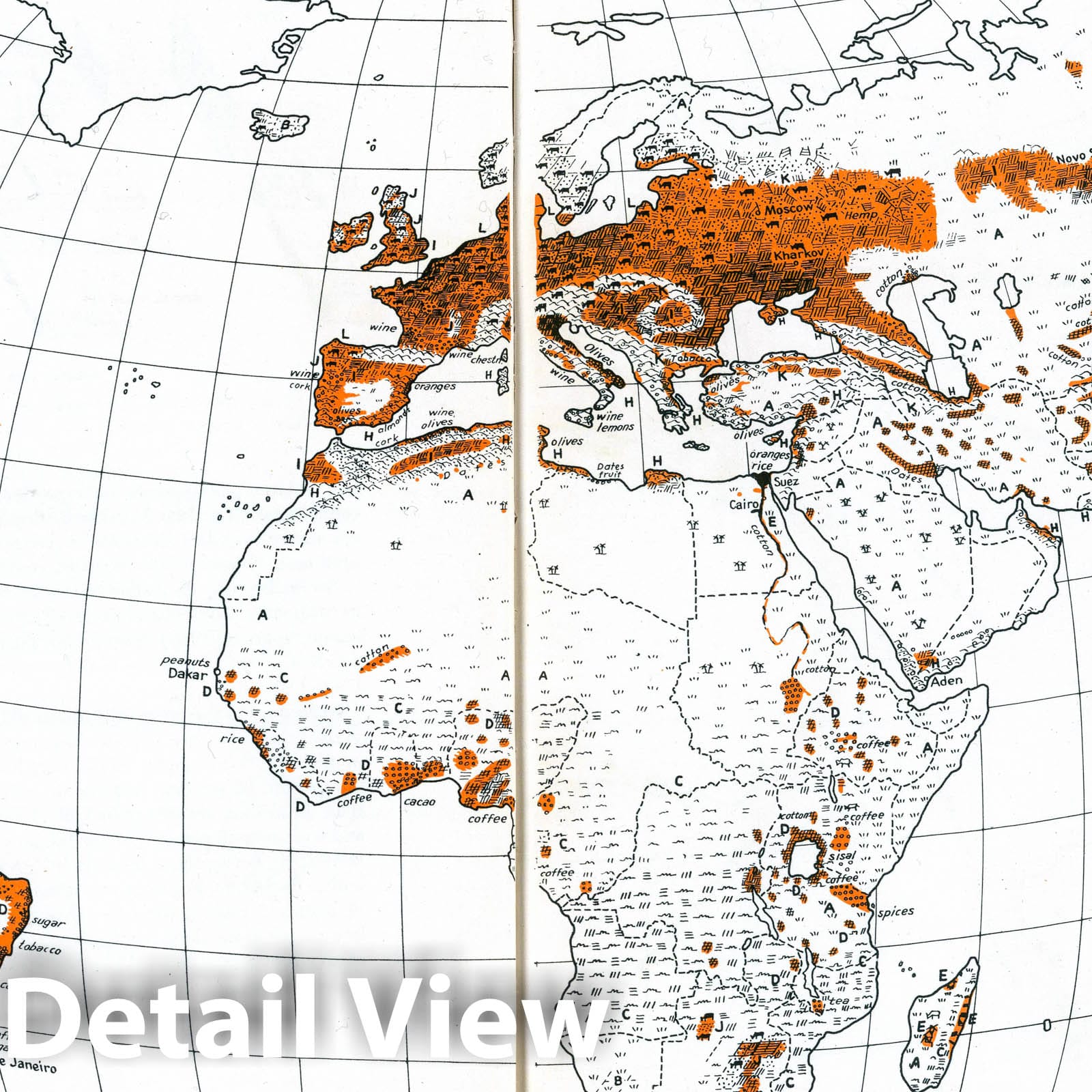 World Agriculture Map, 1944 - Erwin Raisz Atlas of Global Geography
