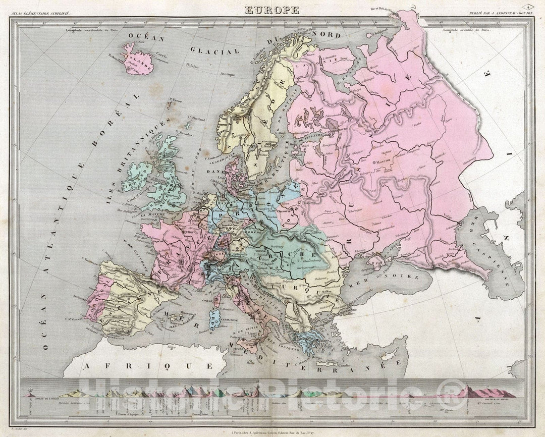 Historic Map : 1838 Europe : Vintage Wall Art