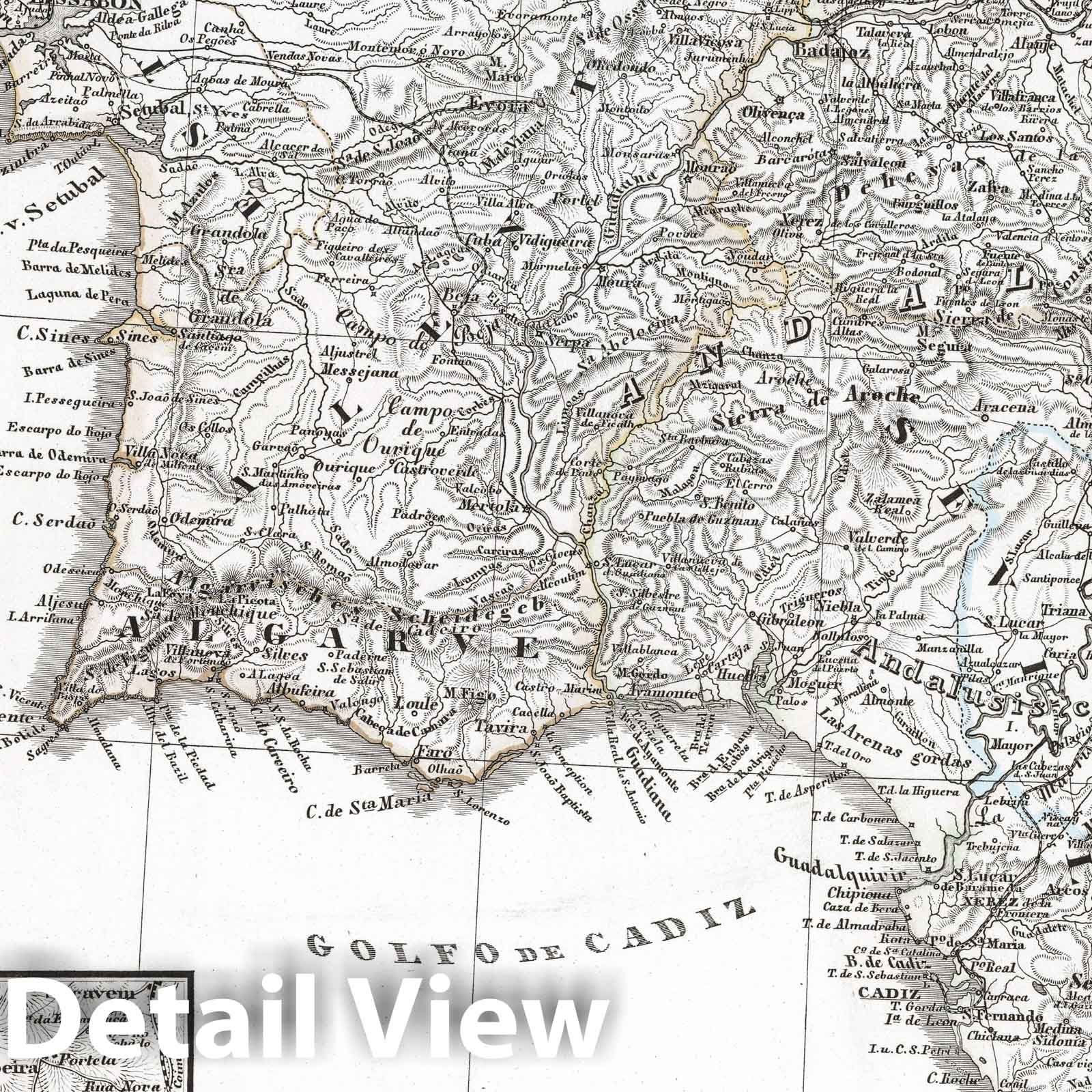 Spain and Portugal - Plate No. 13d, 1865 - Stieler Hand Atlas Map Print