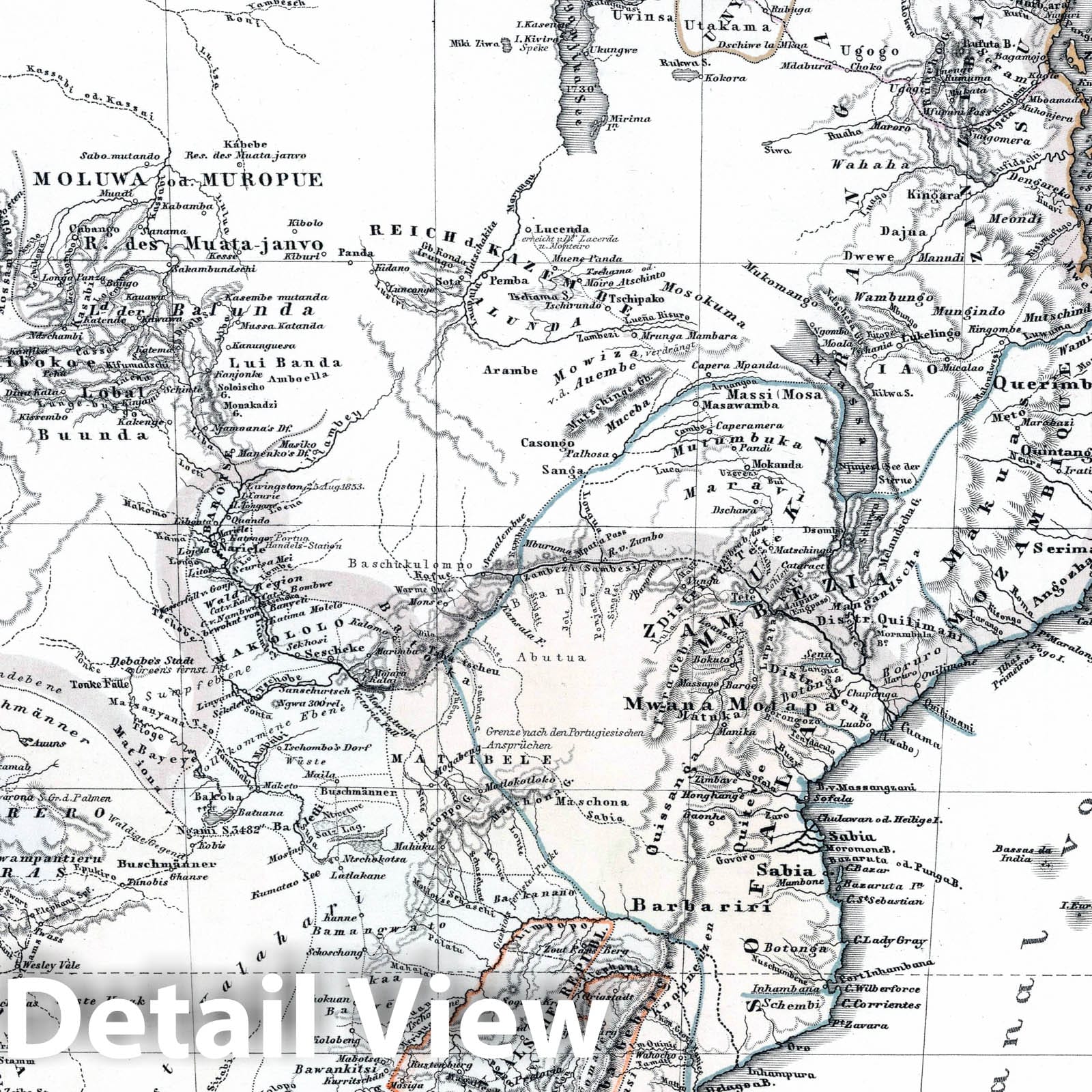 Southern Africa and Madagascar, 1864 - Historical Map Print