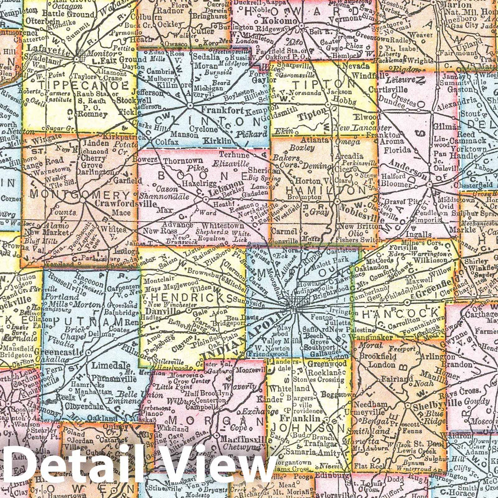 Historic Map : 1907 Indiana : Vintage Wall Art