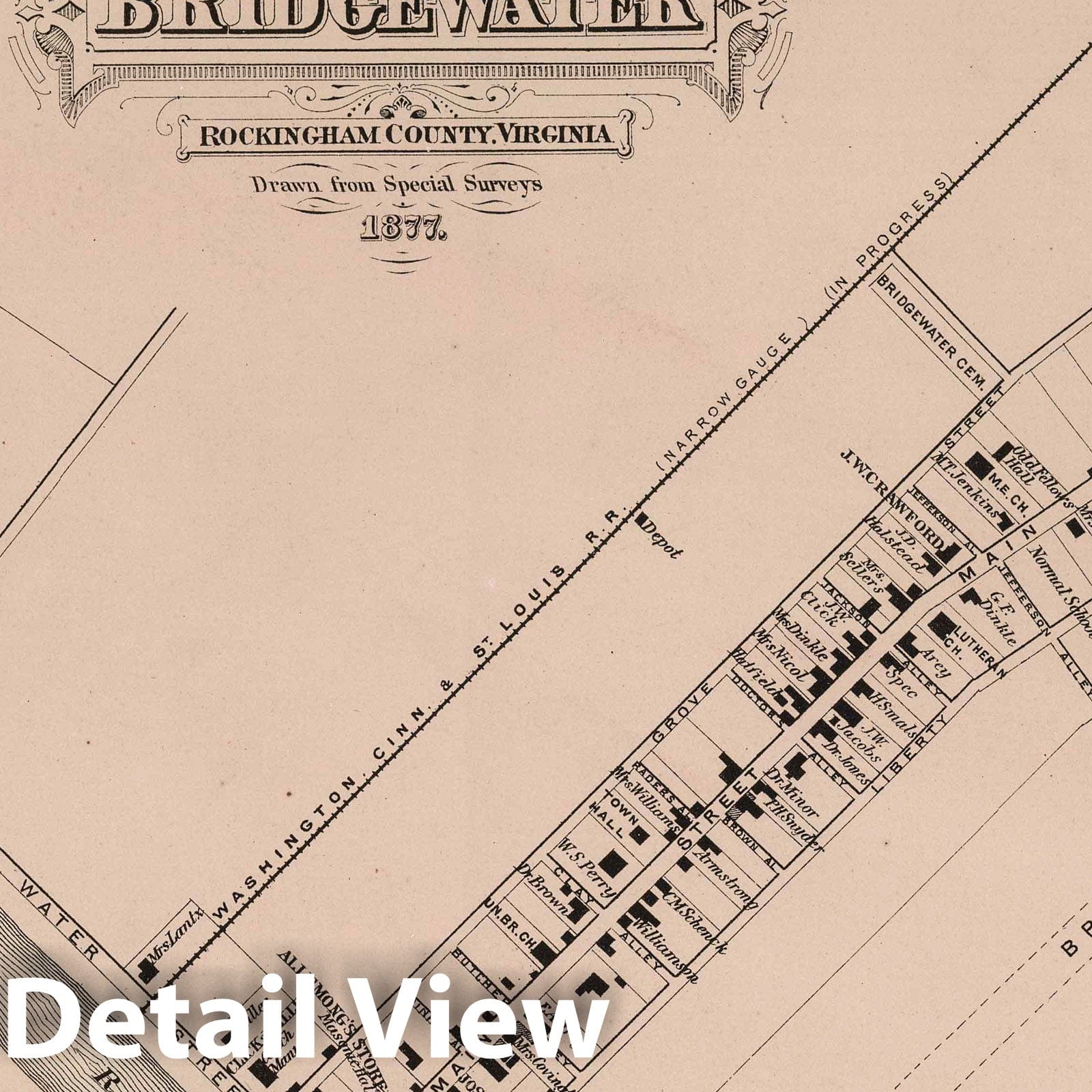Bridgewater, Rockingham County, Virginia - Property Map, 1877