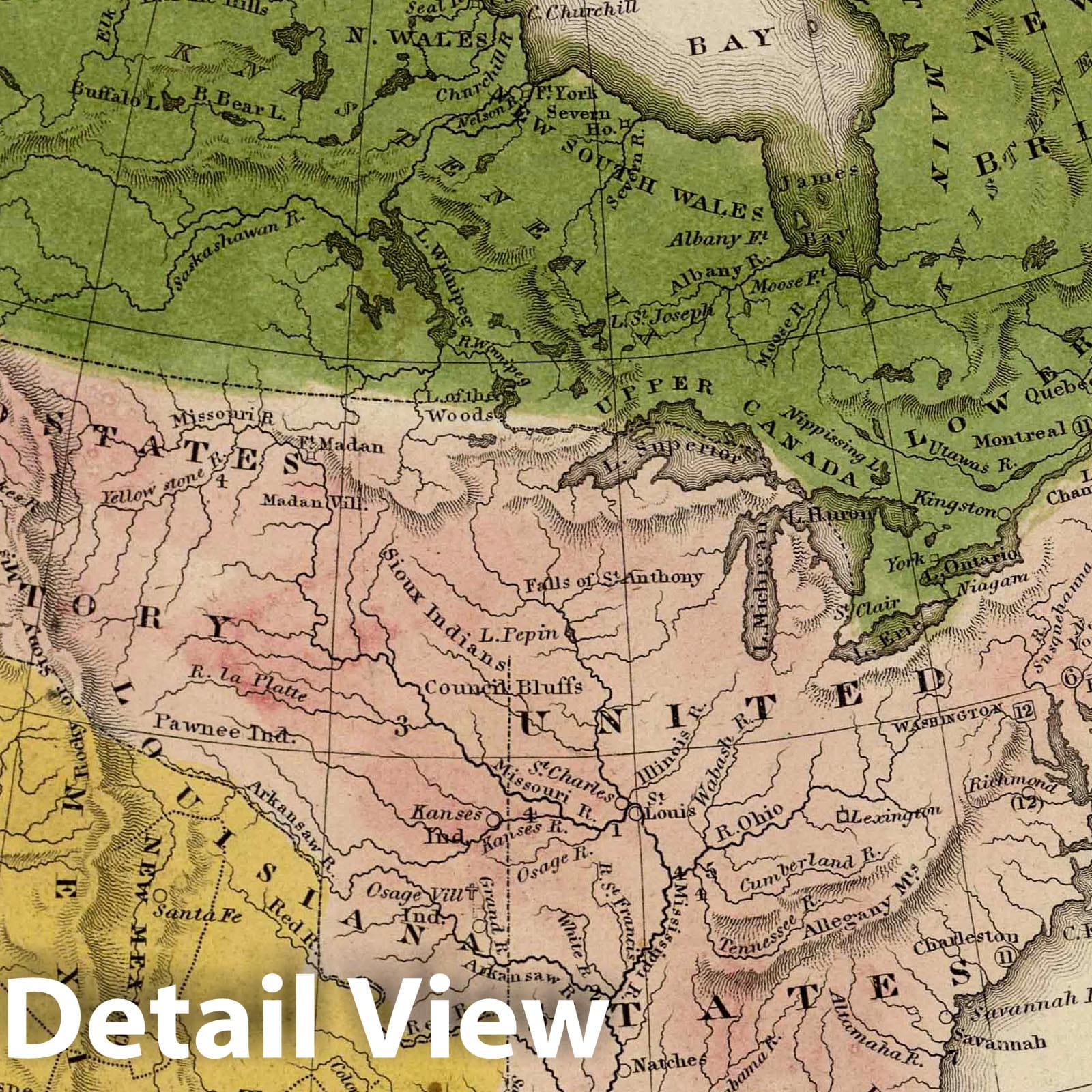 North America - River Map, 1824 - Woodbridge Modern Atlas