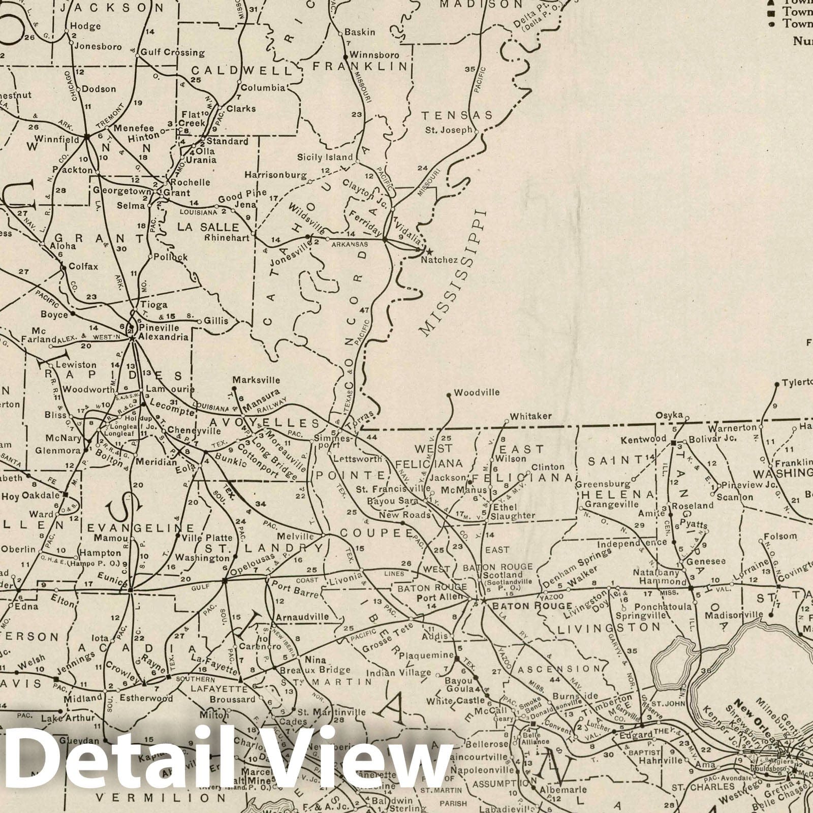 Louisiana - Railroad Map, 1924 - Rand McNally Commercial Atlas