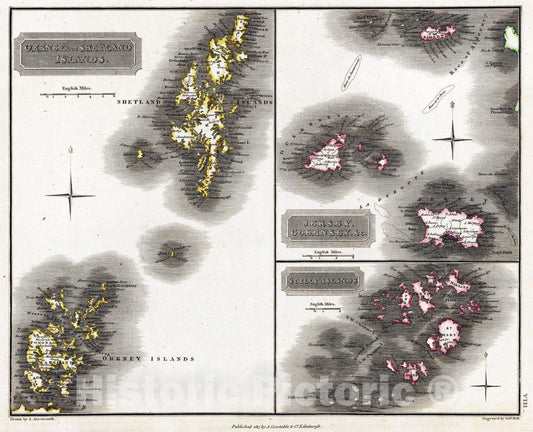 Historic Map : 1817 Orkney and Shetland Islands - Vintage Wall Art