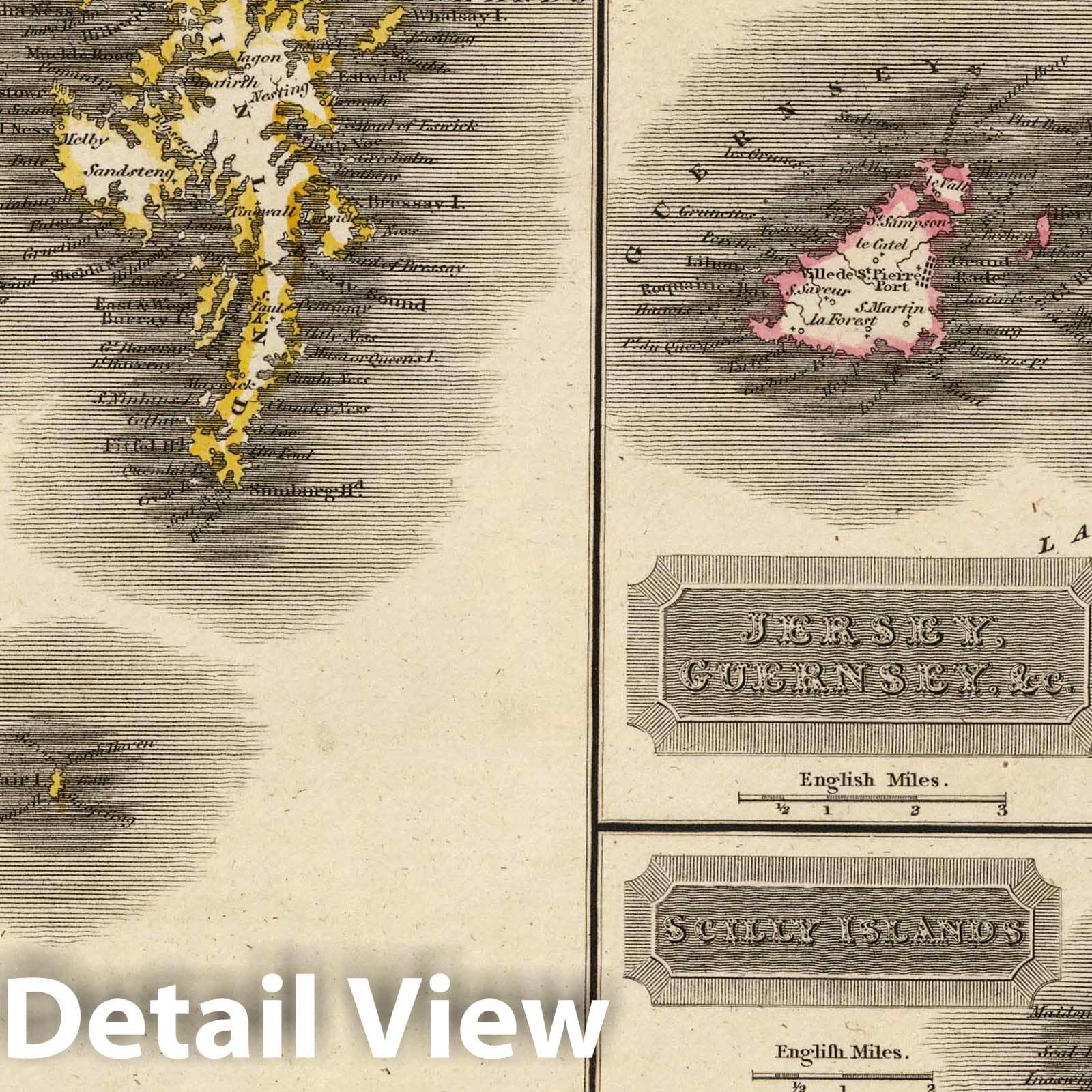 Orkney and Shetland Islands - River Map, 1817 - Historical Map Print