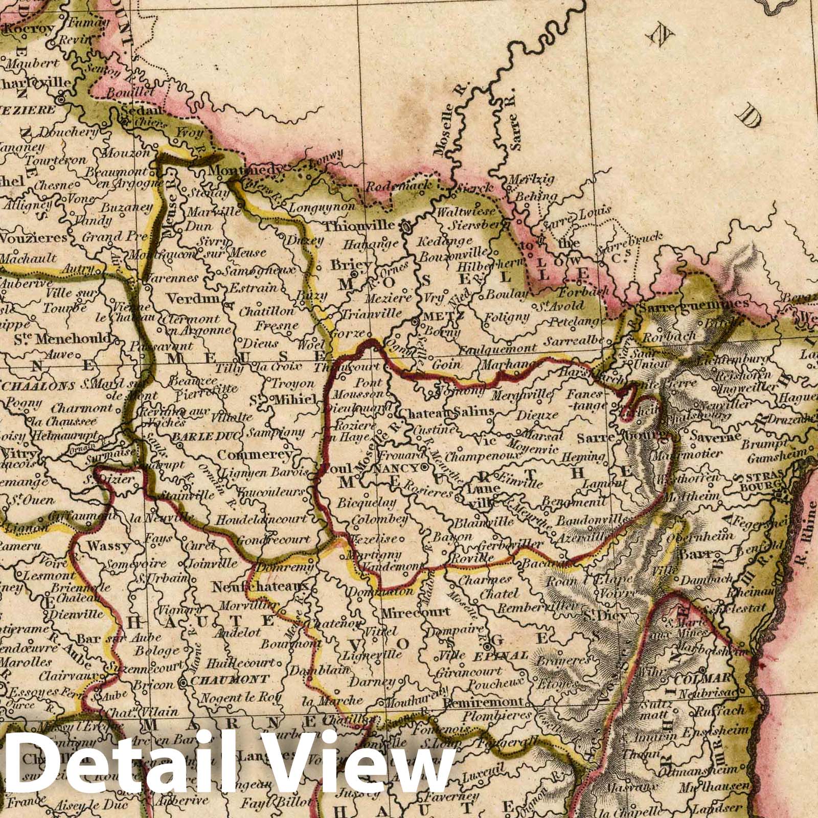 France, Northeast - River Map, 1817 - Arrowsmith Atlas Print