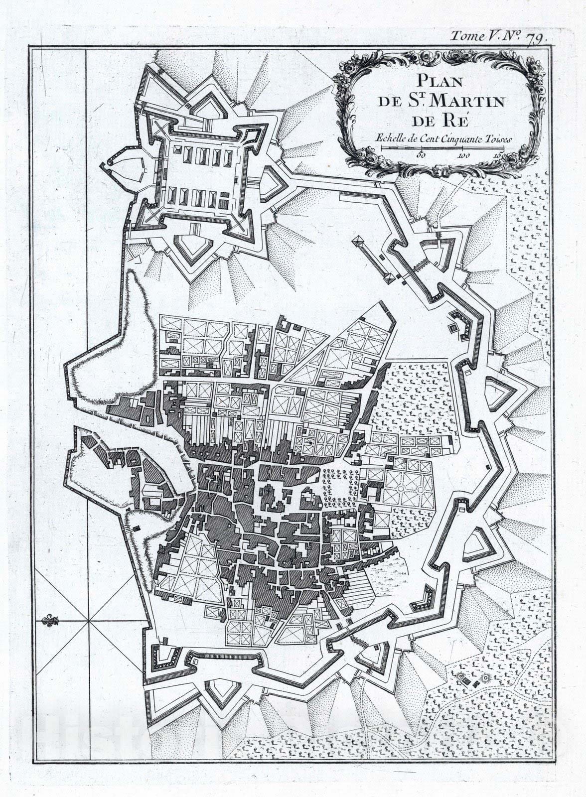 Historic Map : France , St Martin de Re France, Ile 1764 Plan de St Martin de Re. , Vintage Wall Art